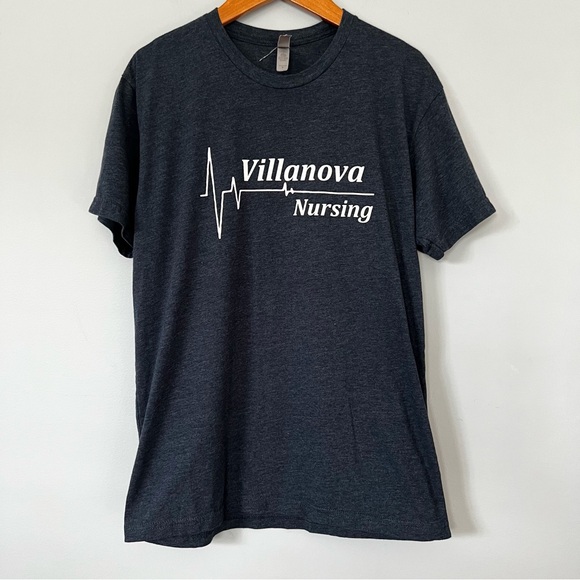Villanova Nursing Heartbeat Graphic Tee Charcoal Gray Size Medium - Picture 1 of 5